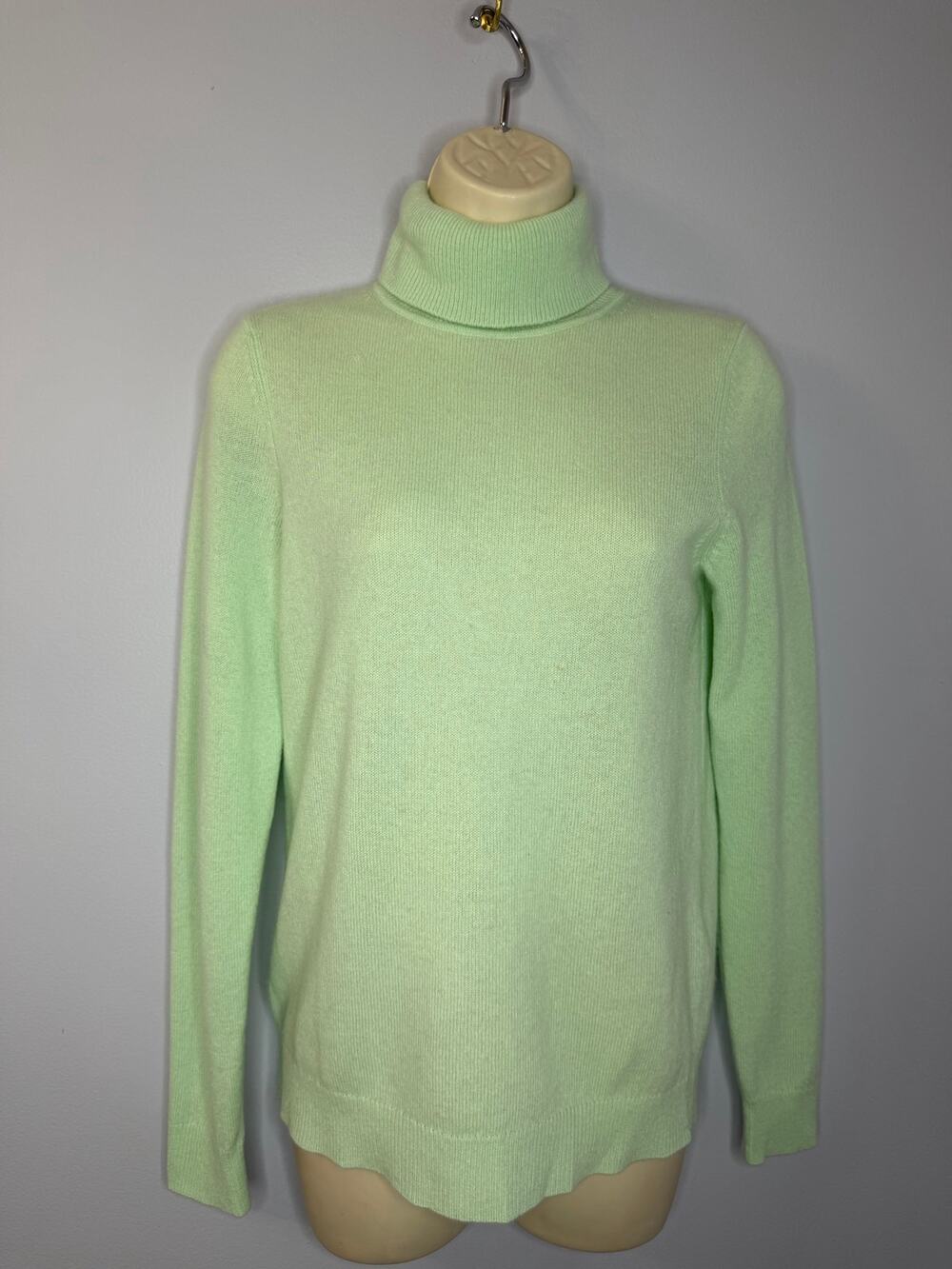 Charter Club Cashmere Tuttle Neck Sweater Line Green Women's XS Lightweight